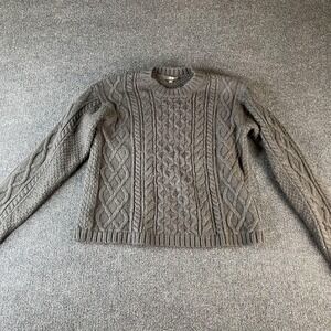 Uniqlo Sweater Womens XS Gray Cable Knit Crewneck Wool Blend‎ Pullover Chunky